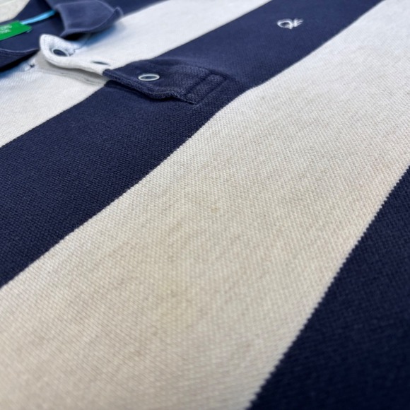 United Colors of Benetton Men's Rugby Stripe‎ Polo Shirt, XL, Navy - Picture 10 of 12
